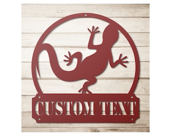 Custom Metal Gecko Sign - Personalized Gecko Wall Art Decor