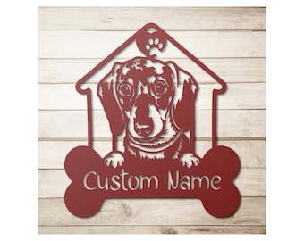 Custom Dachshund Metal Sign: Personalized Dog Name Wall Decor