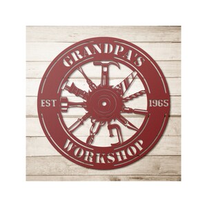 Grandpa&#39;s Workshop Garage Metal Sign, Tools Signs, Personalized Garage Sign, Custom Garage Sign, Man Cave Decor
