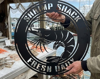 Personalized Shrimp Metal Sign, Custom Name Sign