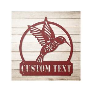 Custom Hummingbird Welcome Sign - Personalized Hummingbird Metal Wall Art Garden Decor