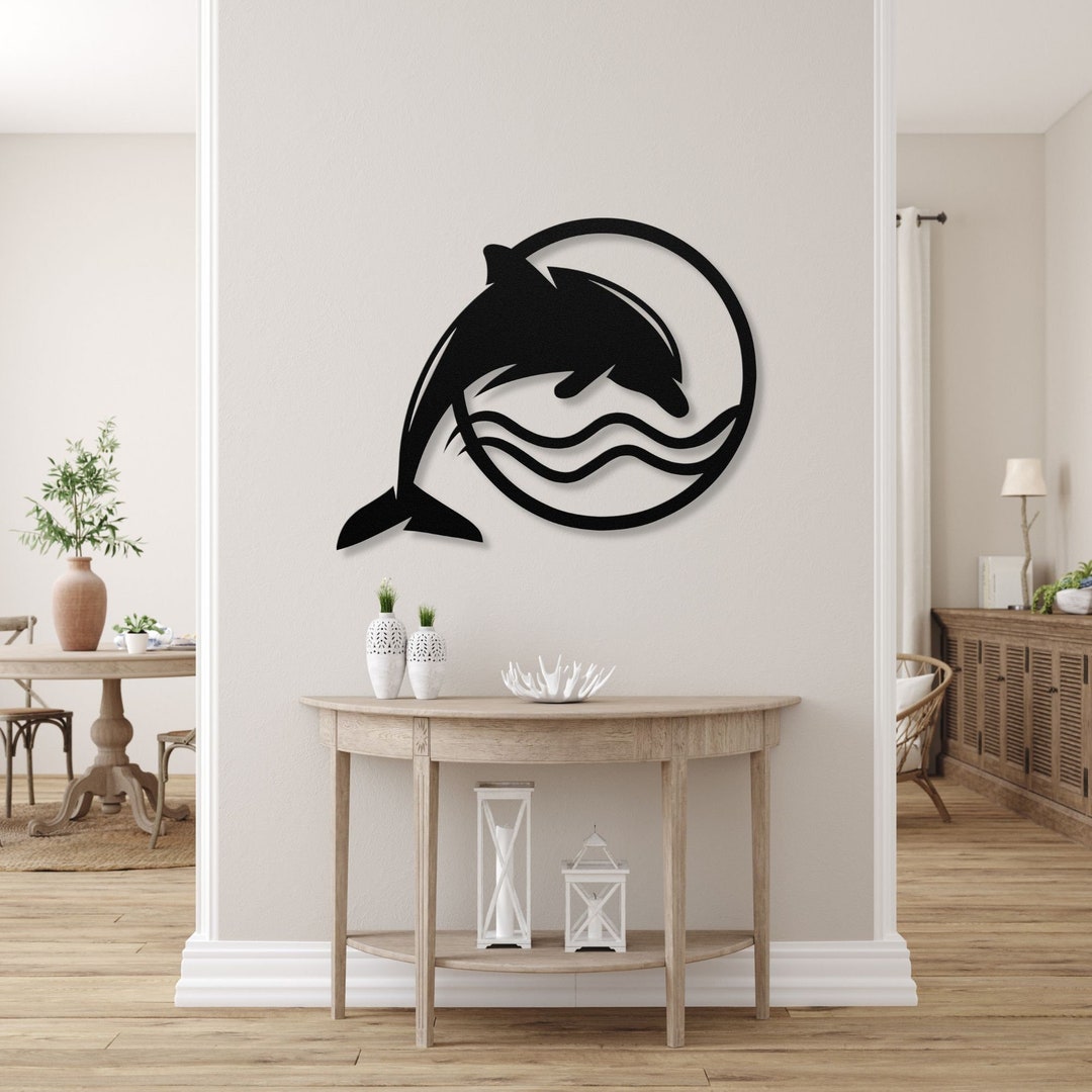Dolphin Metal Wall Decor, Dolphin Wall Art, Dolphin Door Hanger, Living