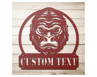 Custom Metal Gorilla Sign - Personalized Gorilla Wall Art Decor
