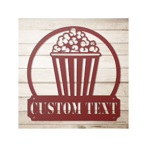 Custom Metal Movie Room Sign - Personalized Popcorn Wall Art