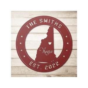 New Hampshire Metal Sign, New Hampshire Decor, New Hampshire Wall Art, Personalized Family Last Name Sign, NH State, New Hampshire Signs