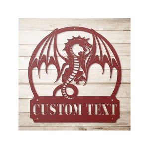 Personalized Dragon Metal Sign, Custom Dragon Wall Art, Dragon Lover Gift Ideas For Boys And Kids Room