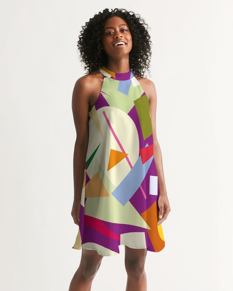 Fashion Abstract Geometric Women's Halter Dress Geometry | Etsy