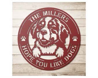 Custom Bernese Mountain Dog Metal Sign: Personalized Dog Wall Art