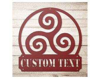 Custom Metal Triskelion Sign - Personalized Spiral Celtic Wall Art Decor