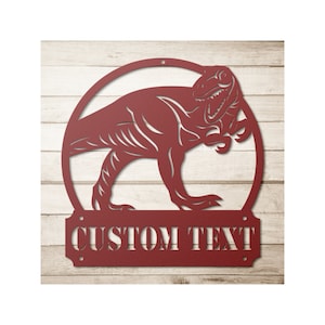 Custom Metal Dinosaur Kids Room Sign - Personalized Dinosaur Wall Art Decor
