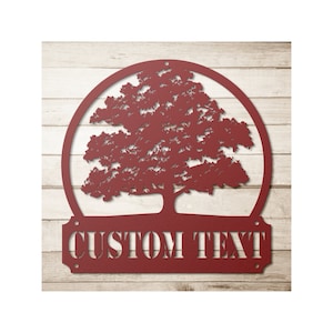 Custom Oak Tree Metal Wall Art - Personalized Oak Tree Metal Sign