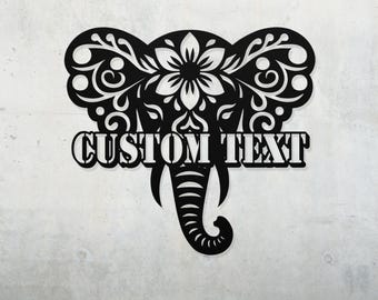 Custom Mandala Elephant Metal Wall Art: Boho Decor Sign