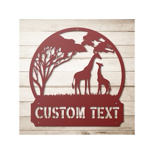 Custom Giraffe Metal Address Sign - Custom Home Sign - Giraffe Lover Gift - Giraffe Sign - Africa Sign - Metal Wall Art - Personalized Gifts