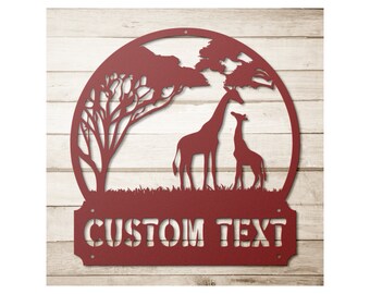Custom Giraffe Metal Address Sign: Personalized Home Decor