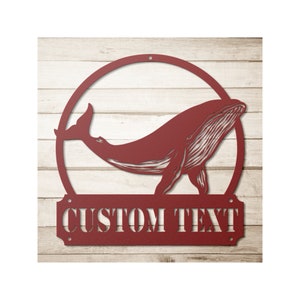 Custom Metal Whale Name Sign - Personalized Whale Wall Art Decor