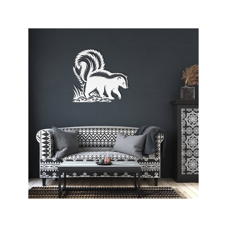 Skunk Rug Skunk Scene Wall Art, Metal Wildlife Decor, Rustic Home Decoration ...