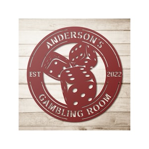 Custom Metal Gambling Sign - Personalized Game Dice Wall Art Decor