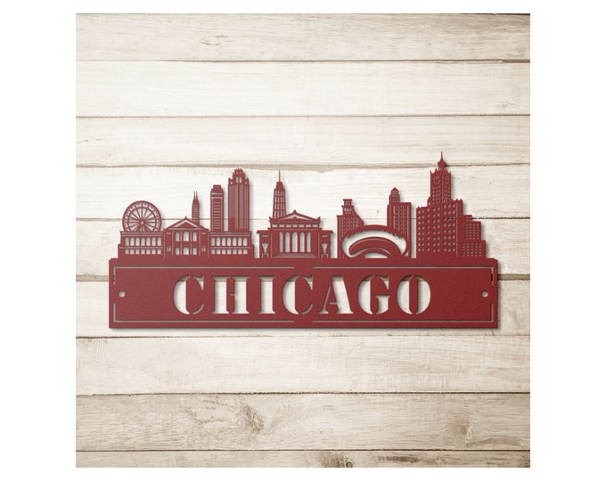 Custom Metal Chicago Sign - Personalized Chicago Skyline Wall Art