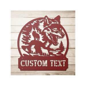 Custom Wolf Metal Address Sign - Custom Wolf Gift - Wolves Home Decor - Wolf Sign - Wildlife Lover Gift - Metal Wall Art - Personalized Gift