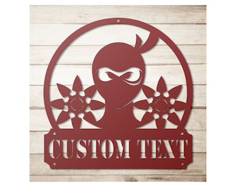 Custom Metal Ninja Sign - Personalized Ninja Wall Art Decor