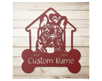 Custom French Bulldog Metal Sign: Personalized Dog Name Art