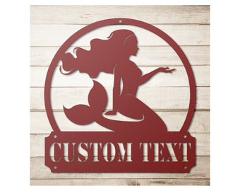 Custom Metal Mermaid Sign - Personalized Mermaids Wall Art Decor