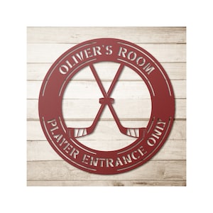 Custom Metal Hockey Kids Room Sign - Personalized Ice Hockey Wall Art Decor