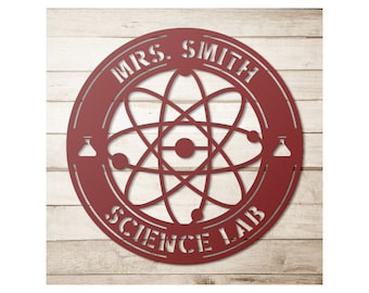 Custom Metal Science Teacher Sign - Personalized Science Lab Wall Art Decor