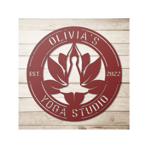 Metal Yoga Logo Sign, Lotus Wall Art, Metal Wall Decor, Home Decoration, Lotus Flower Sign, Yoga Wall Art, Yoga Studio Decor, Business Sign