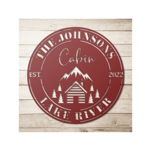 Custom Decorative Metal Cabin Sign – Personalized Gift for New Home In The Mountain – Unique Metal Wall Art – Customize With Any Name