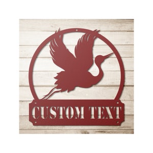 Custom Metal Crane Sign - Personalized Crane Kitchen Wall Art Decor