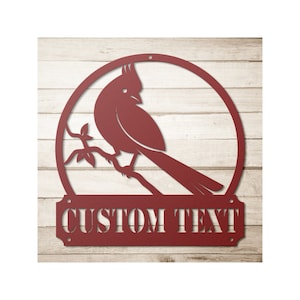 Custom Metal Cardinal Welcome Sign - Personalized Cardinal Bird Wall Art Decor