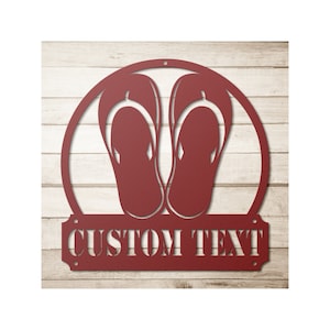 Custom Metal Flip Flop Sign - Personalized Pool House Wall Decor