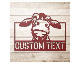 Custom Cow Metal Address Sign - Farmhouse Family Name Wall Art