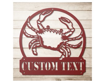 Custom Crab Metal Wall Art - Personalized Crab Door Sign