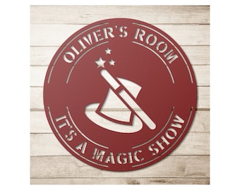 Custom Metal Magician Sign - Personalized Magic Show Wall Art Decor