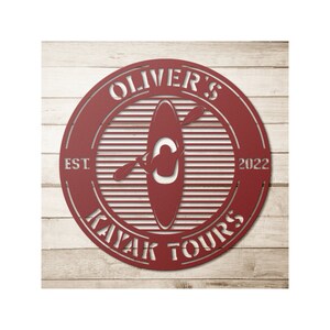 Custom Metal Kayak Sign - Personalized Kayak Wall Art Decor