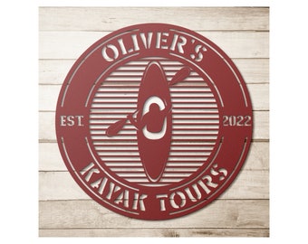 Custom Metal Kayak Sign - Personalized Kayak Wall Art Decor