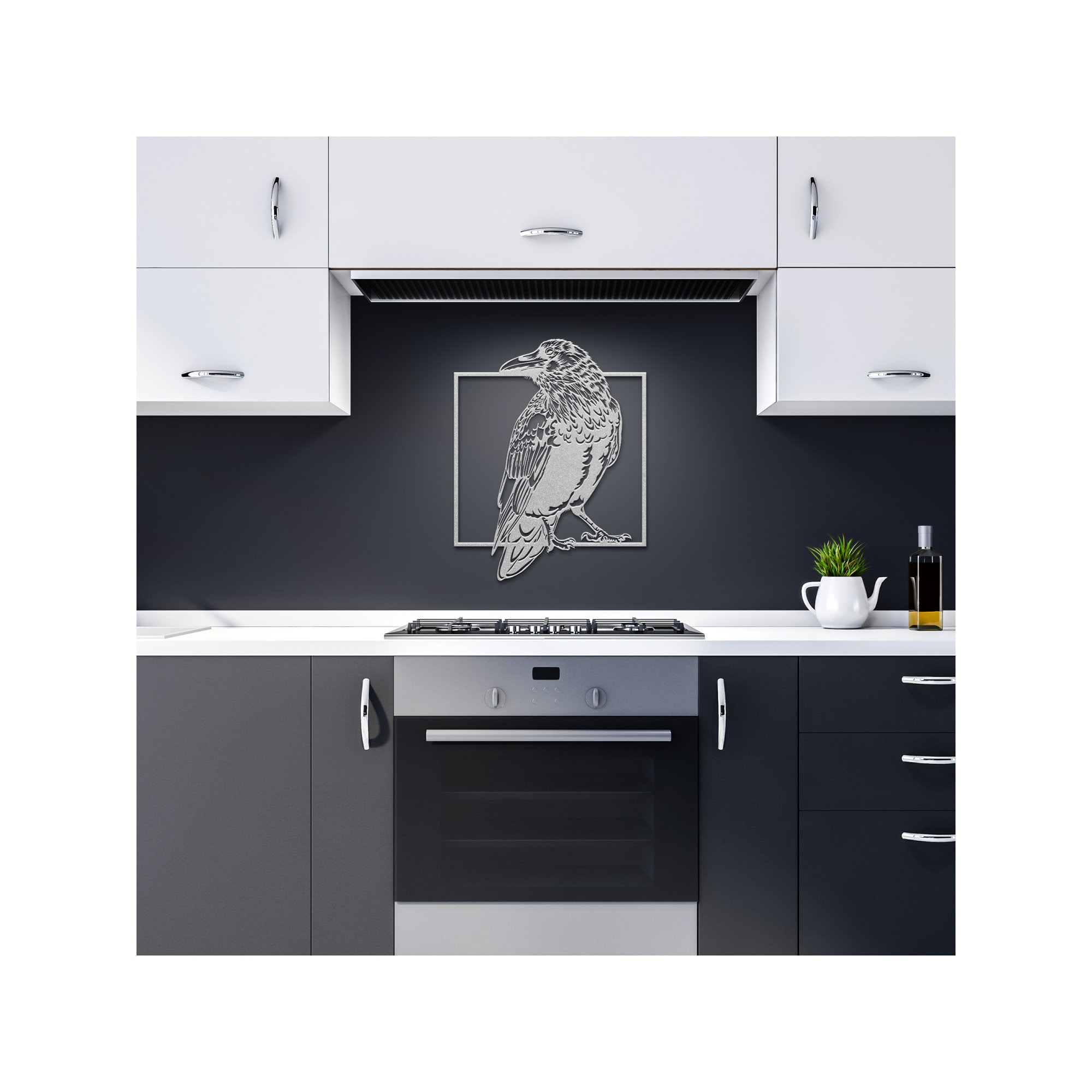 RAVEN Bird metalen wanddecoratie, halloween kunst aan de