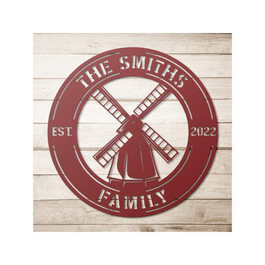 Personalized Windmill Wall Art for Garden - Custom Windmill Sign Family ...