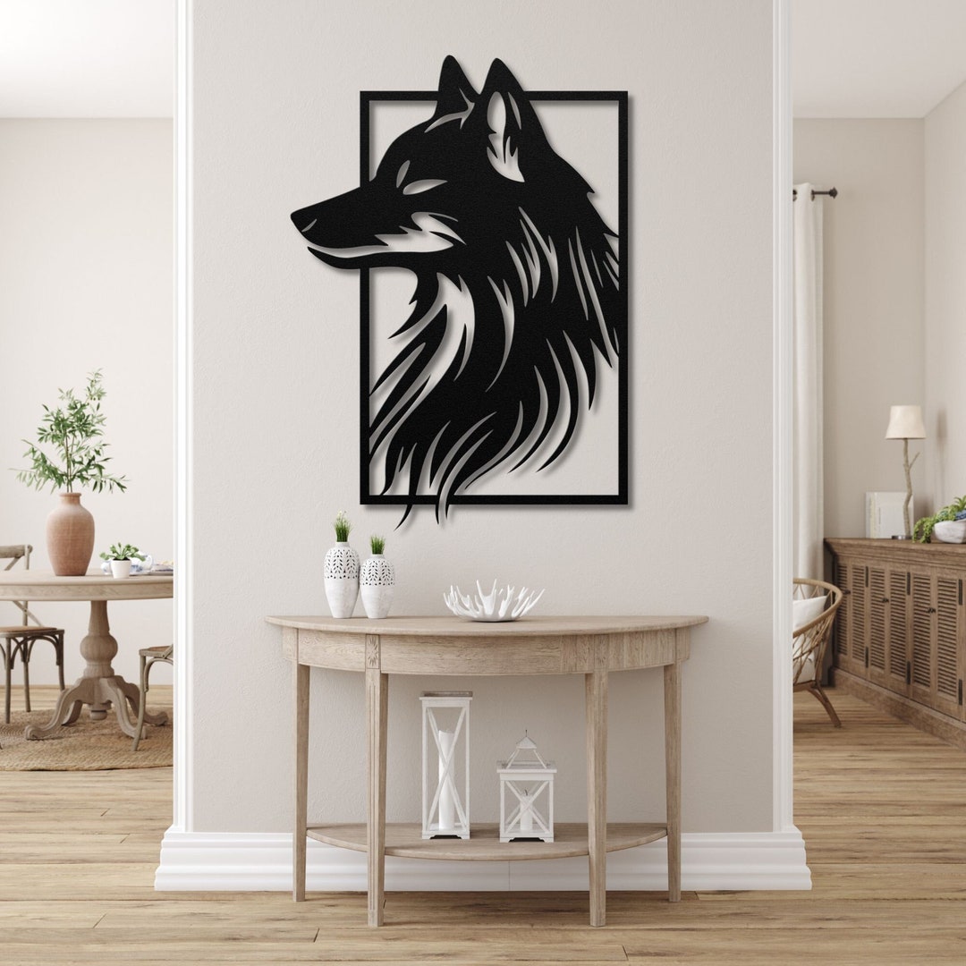 Metal Wolf Wall Decor, Wolf Wall Art, Wolf Door Hanger, Living Room