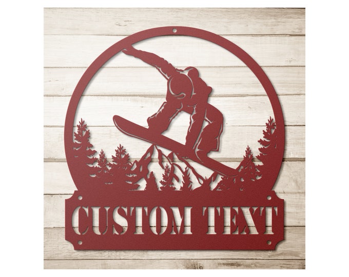 Custom Metal Snowboard Sign - Personalized Snowboard Boarding Wall Art Decor