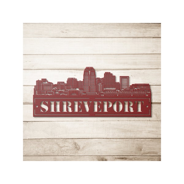 Custom Metal Shreveport Sign - Personalized Shreveport Skyline Wall Art