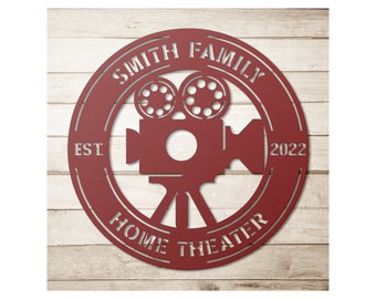 Custom Metal Home Theater Sign - Personalized Cinema Room Wall Art Decor