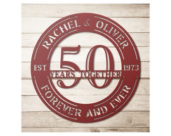 Personalized Anniversary Metal Wall Art - Custom Couple Names & Date