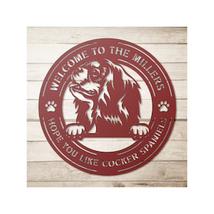 Custom Cocker Spaniel Metal Art - Cocker Spaniel Gifts - Dog Sign For Gate