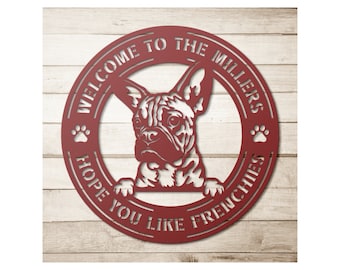 Custom French Bulldog Metal Wall Art: Personalized Dog Sign