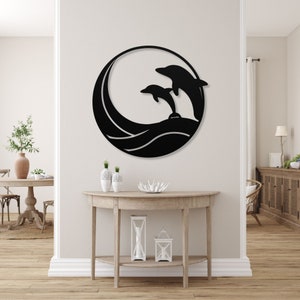 Dolphin Metal Wall Art, Dolphin Wall Decor, Dolphin Door Hanger, Living Room Wolf Artwork, Wolf Wall Hanging