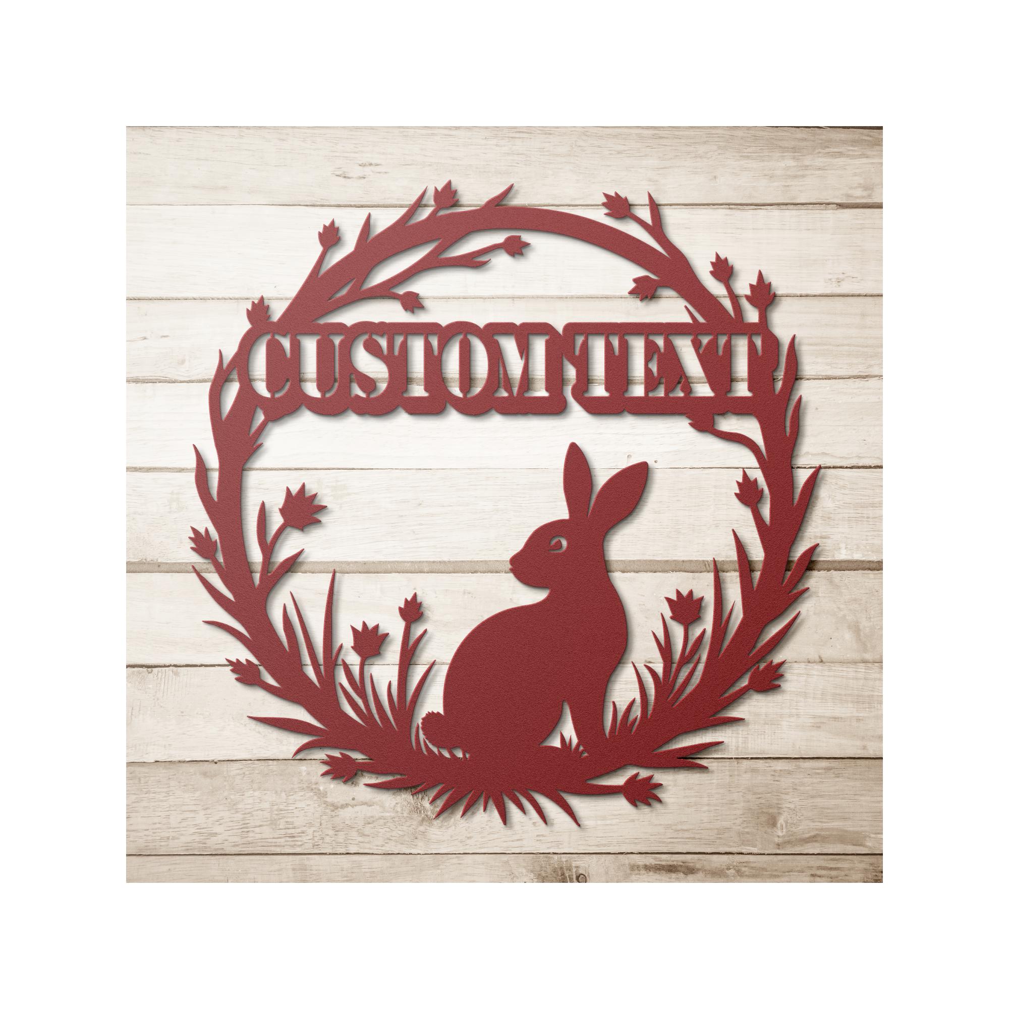 Custom Bunny Metal Sign: Floral Wreath, Personalized Name Plaque - Etsy