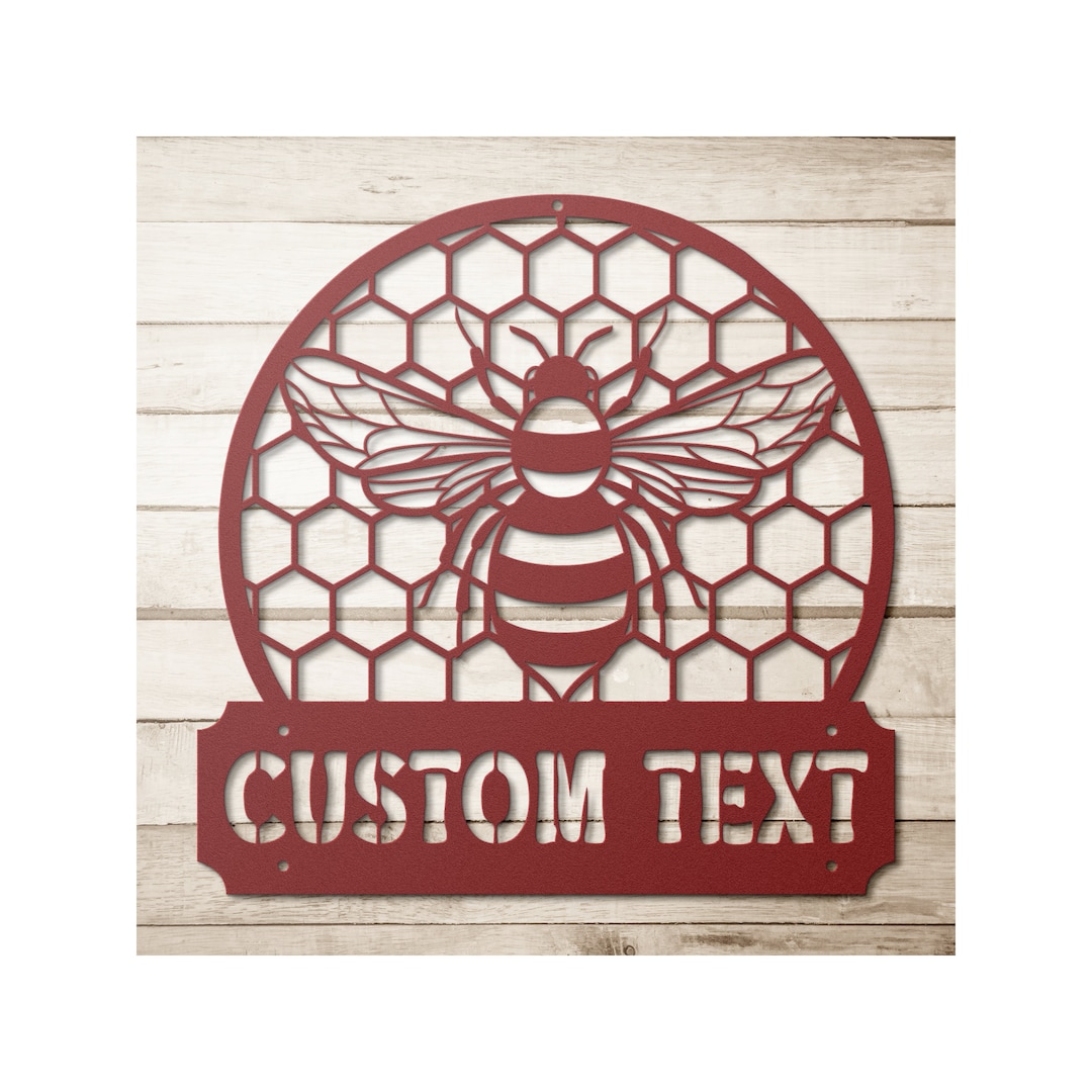 Personalized Bee Metal Wall Art Custom Bee Name Sign Farm Etsy